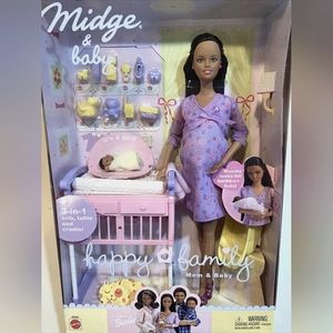 Extremely Rare Barbie:Happy Family Midge Mom & Baby African American Dolls 2002